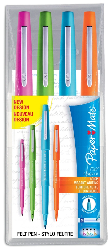 Een papermate viltstift flair original fun 4 stuks etui koop je bij NiceSupplies.nl