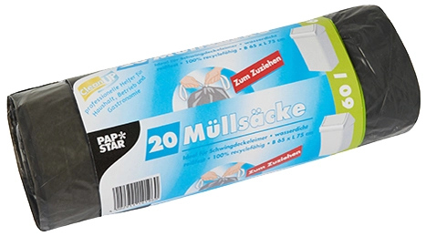 Een papstar afvalzak ldpe met trekband 30 liter wit koop je bij NiceSupplies.nl