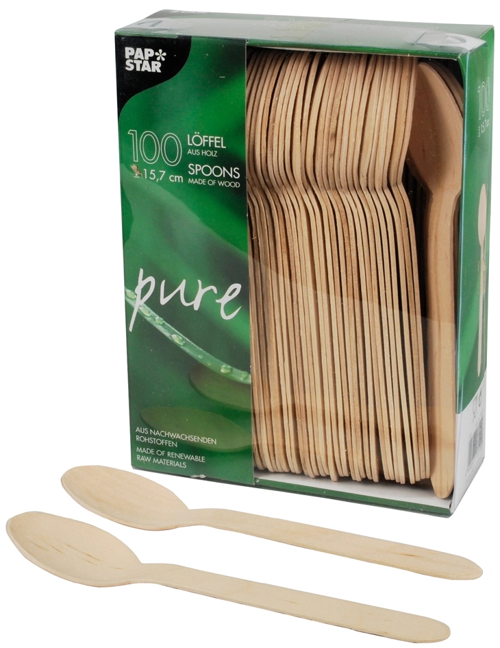 Een papstar houten lepel pure lengte 157 mm 25 stuks koop je bij NiceSupplies.nl