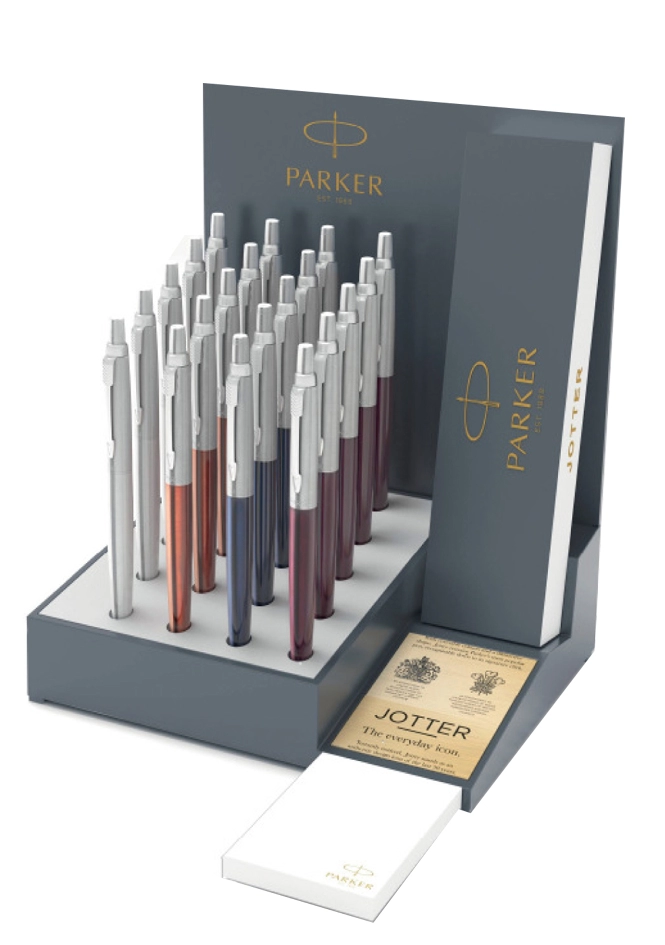 Een parker balpen met drukknop jotter core 20 stuks display koop je bij NiceSupplies.nl