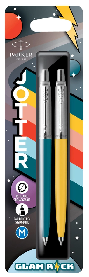 Een parker balpen met drukknop jotter glam rock 2 stuks pak koop je bij NiceSupplies.nl