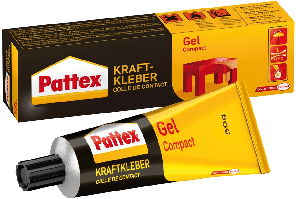 Een pattex compact gel krachtlijm bevat oplosmiddel 625gr doosje koop je bij NiceSupplies.nl