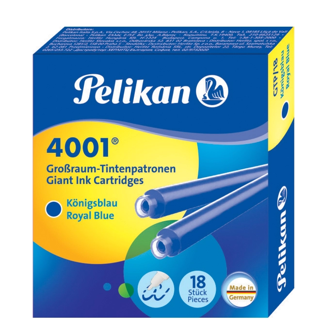 Een pelikan extra grote-inktcartridge 4001 gtp-18 koningsblauw koop je bij NiceSupplies.nl