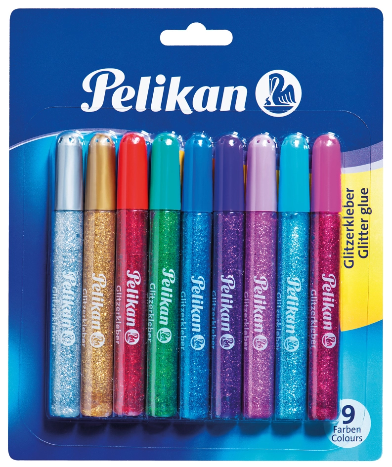 Een pelikan glitterlijm 9x10-5 ml blisterkaart koop je bij NiceSupplies.nl