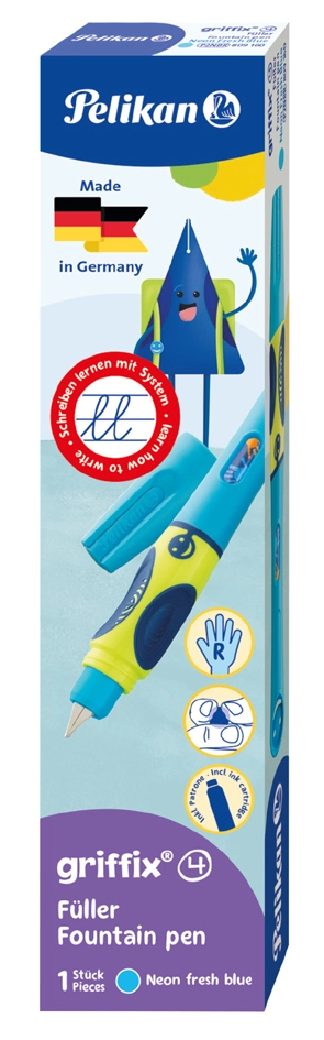 Een pelikan griffix vulpen neon fresh blue voor linkshandig koop je bij NiceSupplies.nl