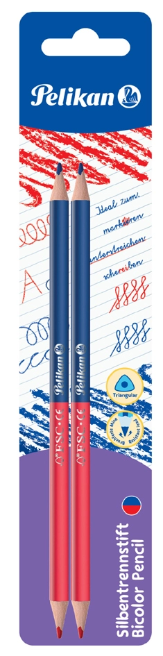 Een pelikan silbentrennstift d?nn rood/blauw 2 stuks blisterkaart koop je bij NiceSupplies.nl