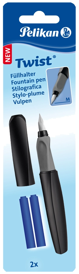 Een pelikan twist vulpen blak zwart-grijs koop je bij NiceSupplies.nl