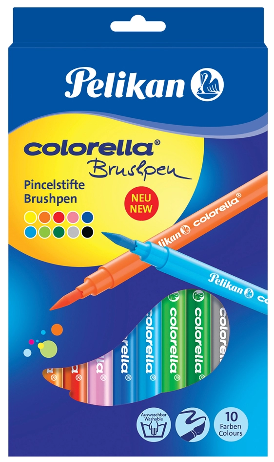 Een pelikan viltstift colorella brushpen 10 stuks kartonnen etui koop je bij NiceSupplies.nl