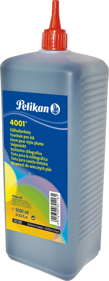 Een pelikan vulpeninkt 4001 in fles in kunststof fles brillant-zwart koop je bij NiceSupplies.nl