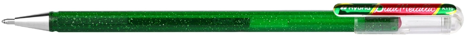 Een pentel gel-rollerpen hybrid dual metallic glitter groen koop je bij NiceSupplies.nl