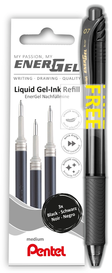 Een pentel liquid gel-rollerpen-vulling lr7 promo-pak blauw koop je bij NiceSupplies.nl