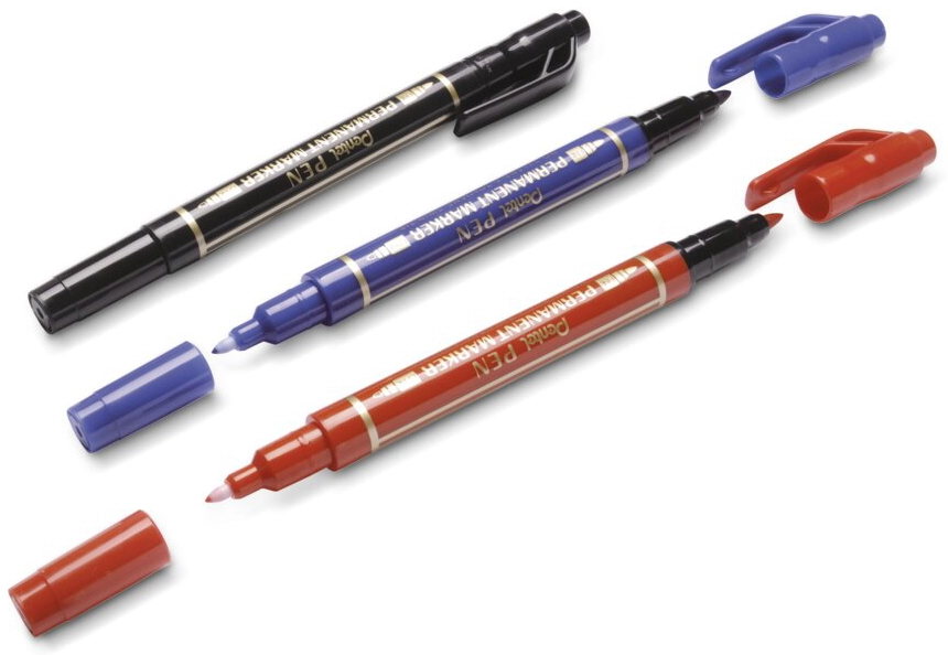 Een pentel permanent-marker pen dubbelpunt 3stuks etui assorti koop je bij NiceSupplies.nl