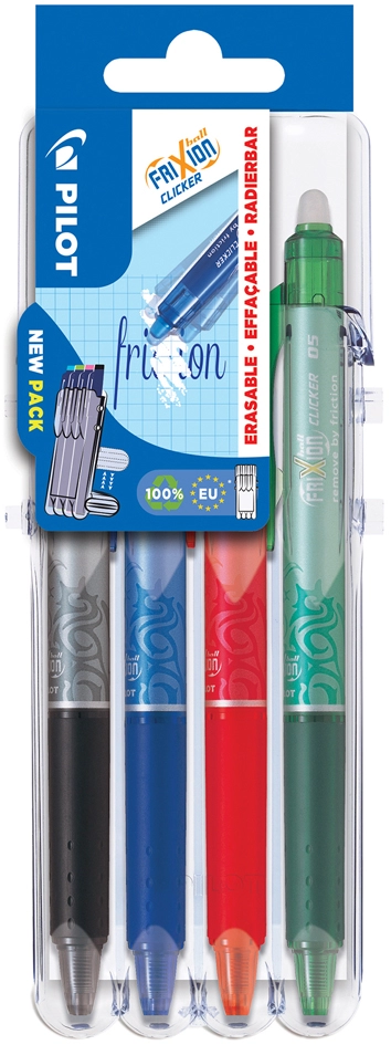 Een pilot rollerbalpen frixion bal clicker 05 set2go 4 stuks etui koop je bij NiceSupplies.nl