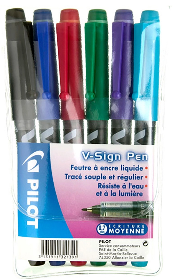 Een pilot viltstift v sign pen 6 stuks etui koop je bij NiceSupplies.nl