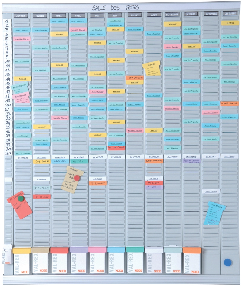 Een planbord nobo jaar 12 panelen met 54 sleuven nr 2 koop je bij NiceSupplies.nl