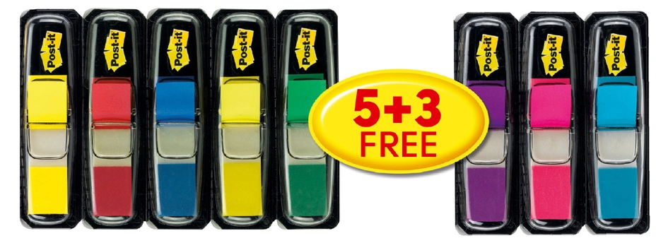 Een post-it haftmarker index mini 11,9x43,2 mm 5+3 gratis koop je bij NiceSupplies.nl