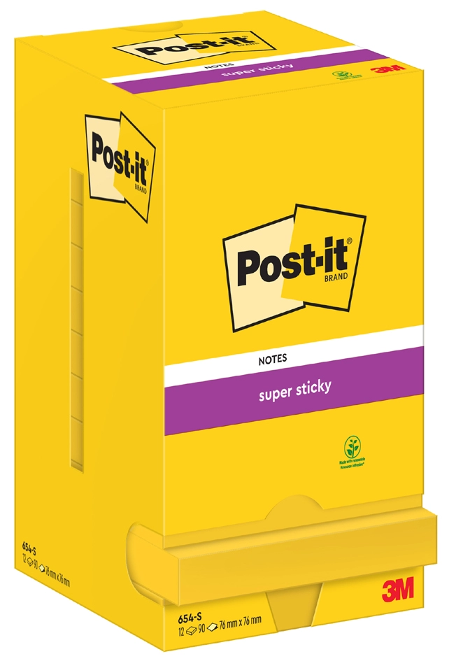 Een post-it super sticky notes zelfklevende notitie 127x76 mm geel koop je bij NiceSupplies.nl