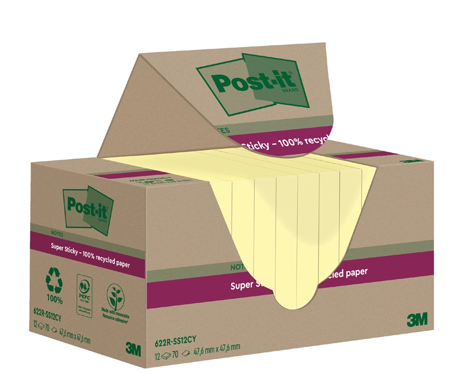 Een post-it super sticky recycling notes 76x76 mm geel koop je bij NiceSupplies.nl