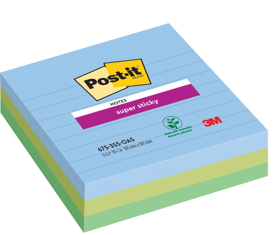 Een post-it zelfklevend notitieblok super sticky notes 101x101mm gelinieerd koop je bij NiceSupplies.nl