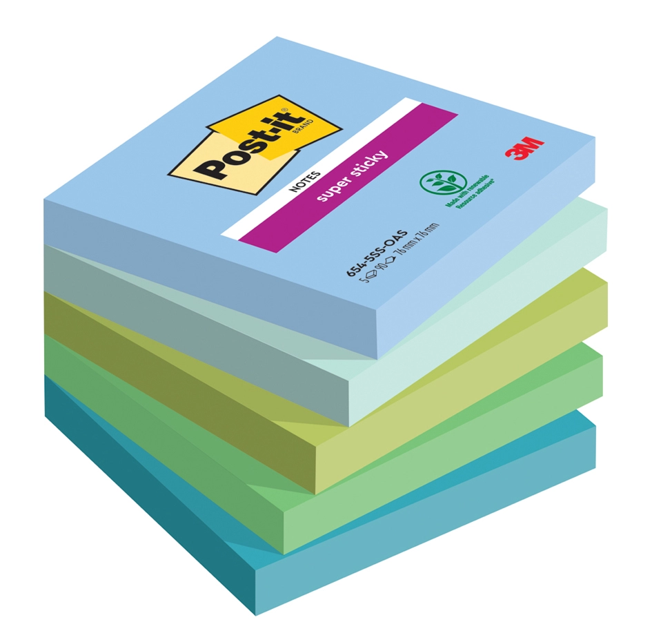 Een post-it zelfklevend notitieblok super sticky notes 127x76 mm oasis koop je bij NiceSupplies.nl