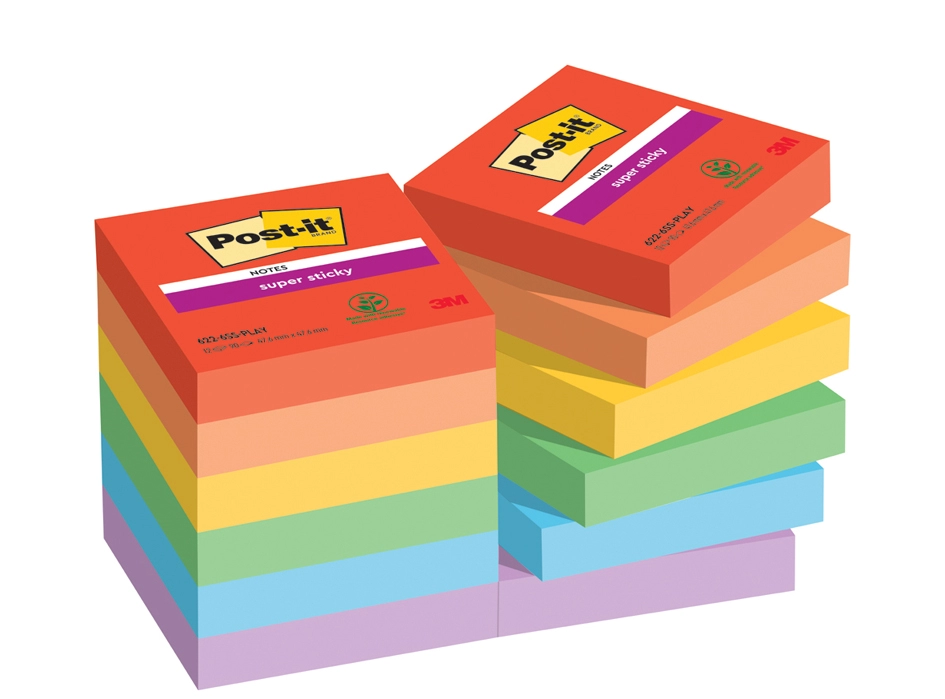 Een post-it zelfklevend notitieblok super sticky notes 127x76 mm playful koop je bij NiceSupplies.nl