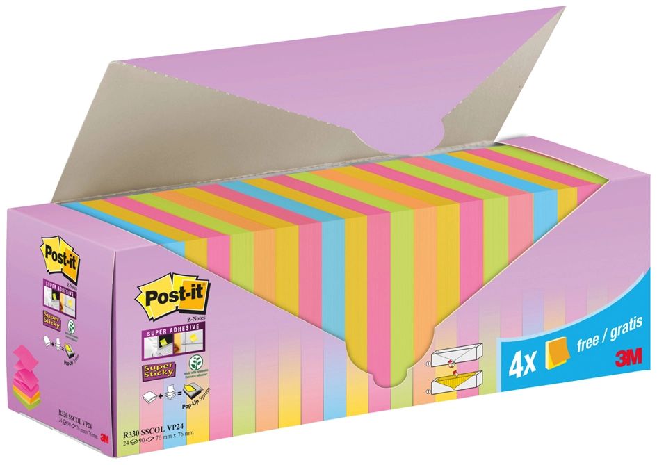 Een post-it zelfklevende memoblaadjes super sticky z-notes 76x76 mm 20+4 koop je bij NiceSupplies.nl