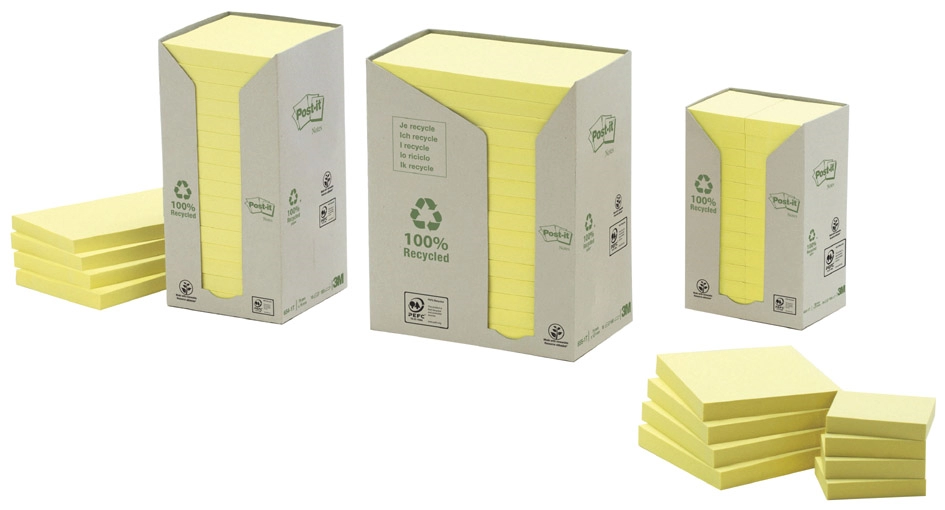 Een post-it zelfklevende notitie recycling notes 76x76 mm 18+6 gratis koop je bij NiceSupplies.nl