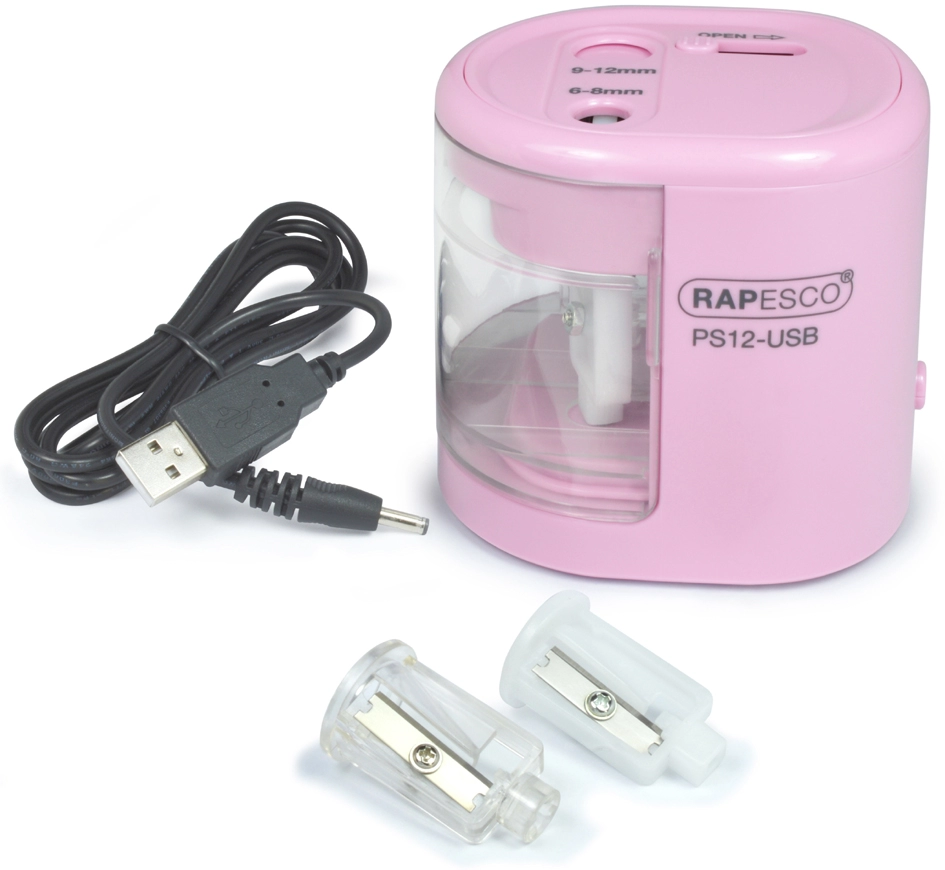 Een rapesco electrische dubbele puntenslijper ps12-usb rosa koop je bij NiceSupplies.nl