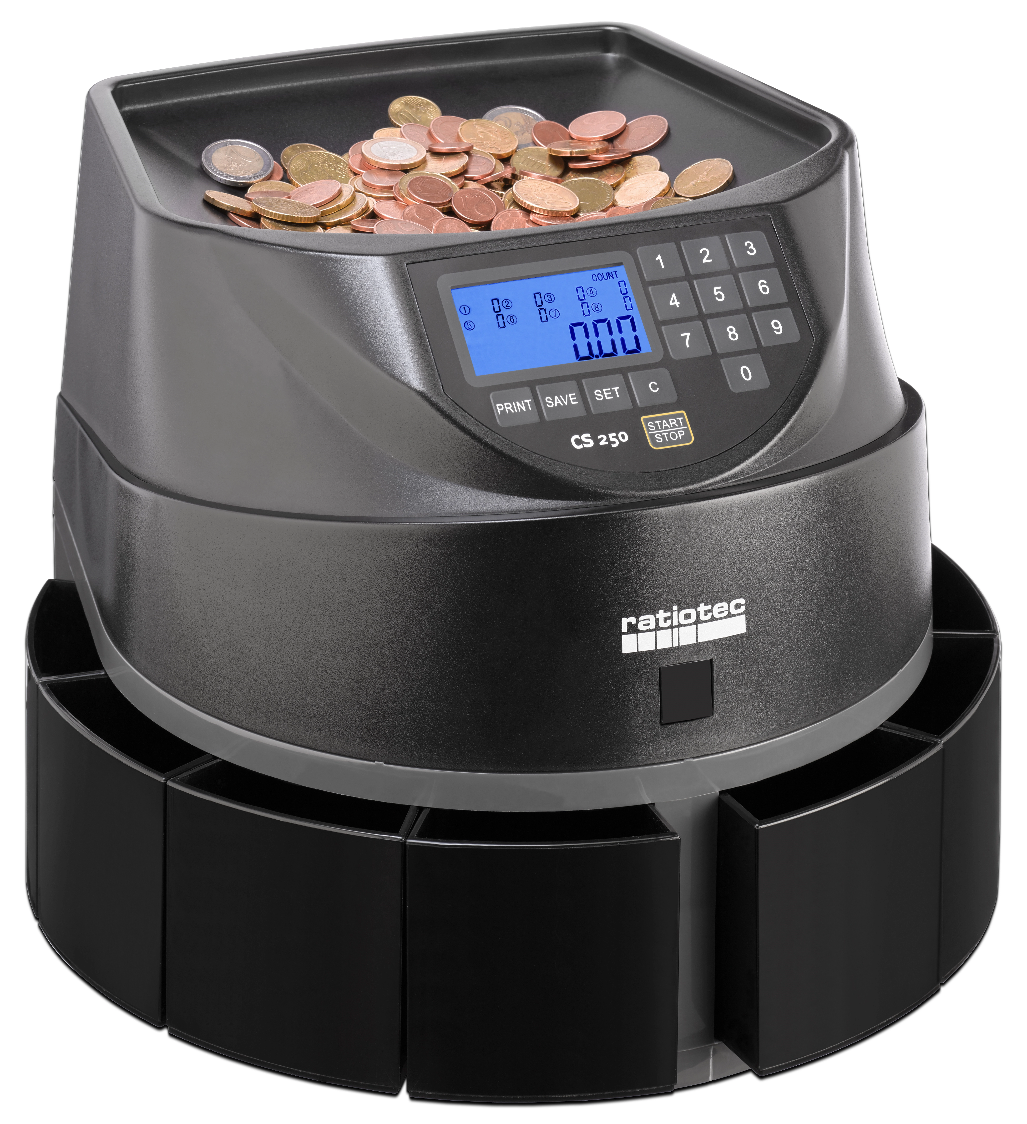 Een ratiotec euro-muntentel-machine coinsorter cs 250 antraciet koop je bij NiceSupplies.nl