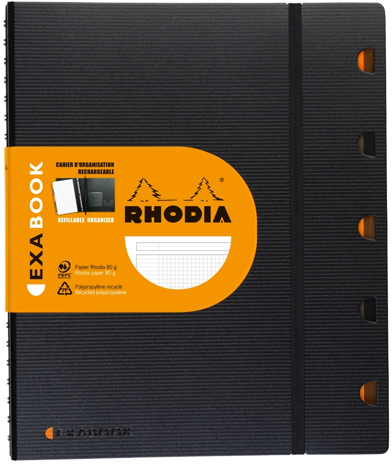 Een rhodia collegeblok exabook a4 en geruit zwart koop je bij NiceSupplies.nl