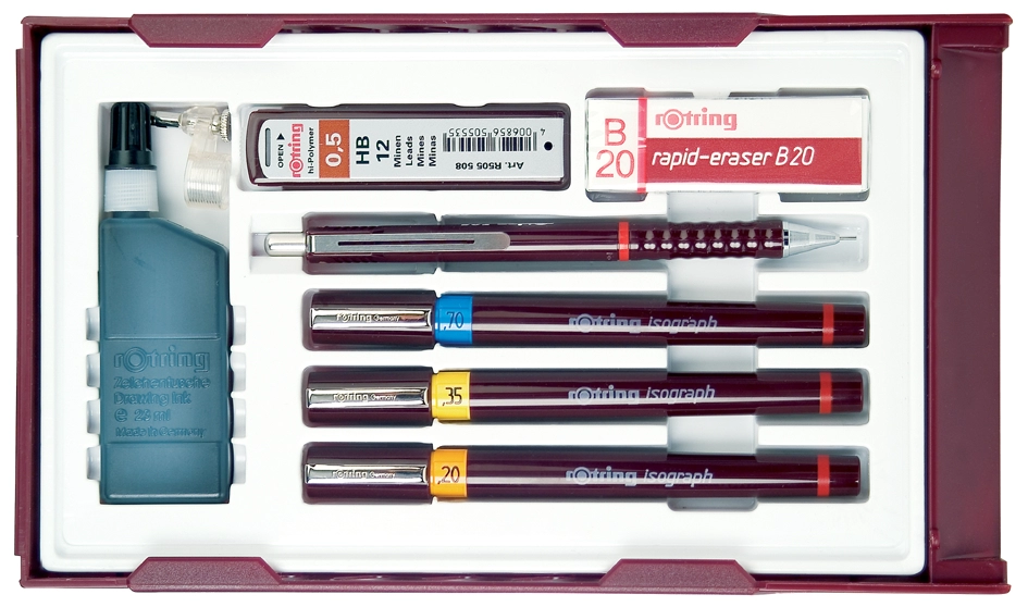 Een rotring tekenpen isograph college set 0 2 0-7mm koop je bij NiceSupplies.nl