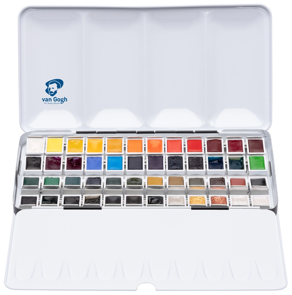 Een royal talens aquarelverf van gogh 48 stuks set in metalen doos koop je bij NiceSupplies.nl