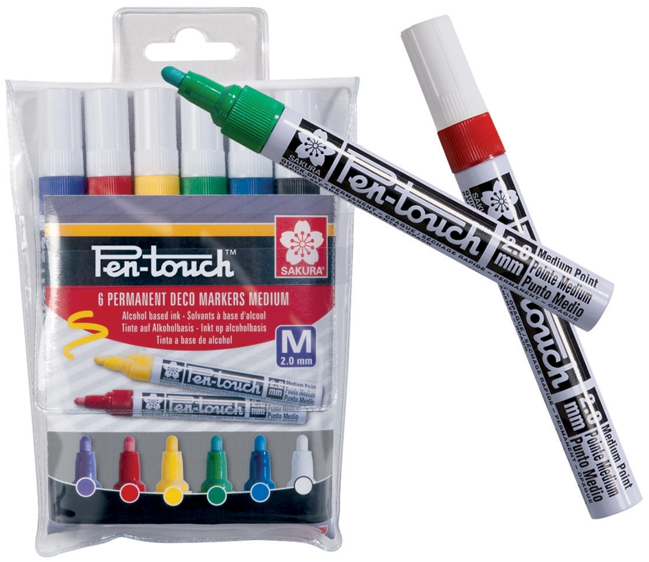 Een sakura permanent-marker pen-touch middel 6 stuks etui koop je bij NiceSupplies.nl