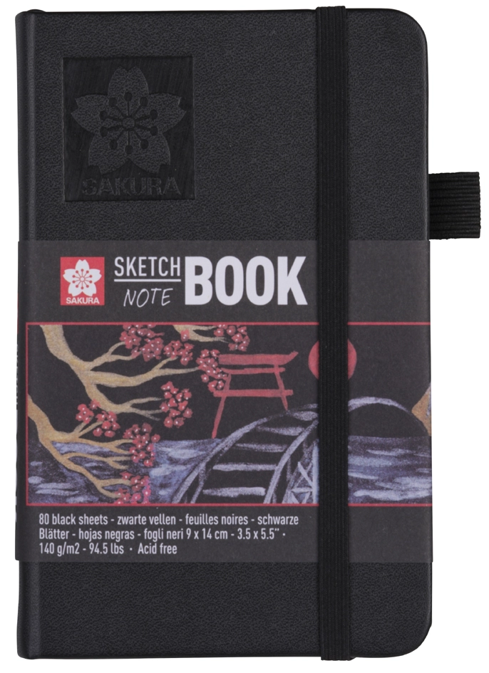 Een sakura schetsboek/notitieboek 120x120 mm zwart koop je bij NiceSupplies.nl