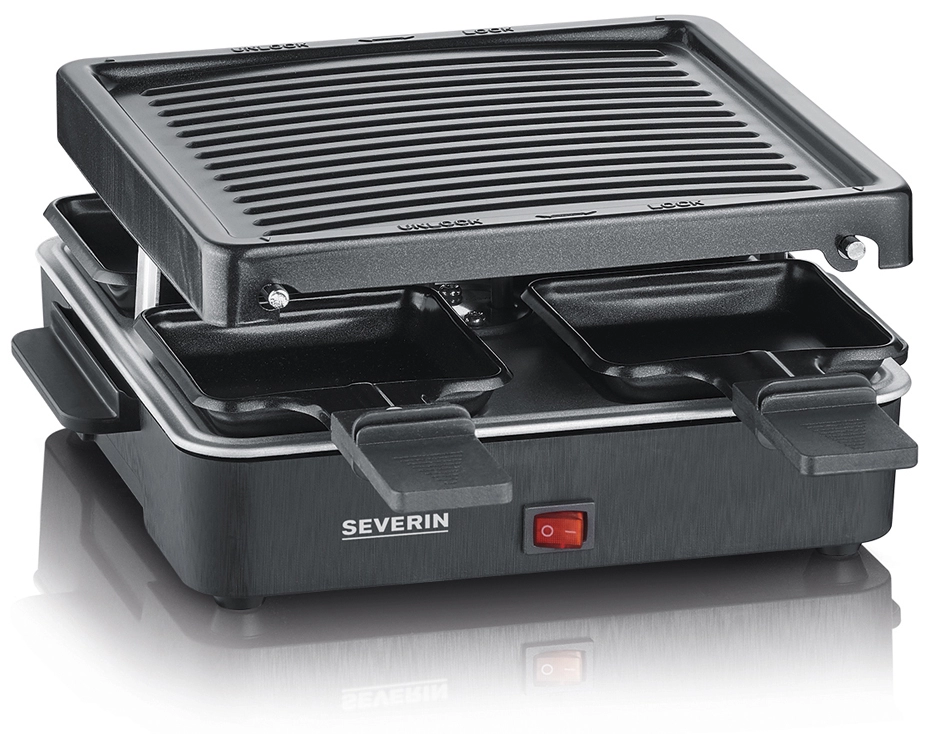 Een severin mini-raclette-grill rg 2370 edelstaal/zwart koop je bij NiceSupplies.nl