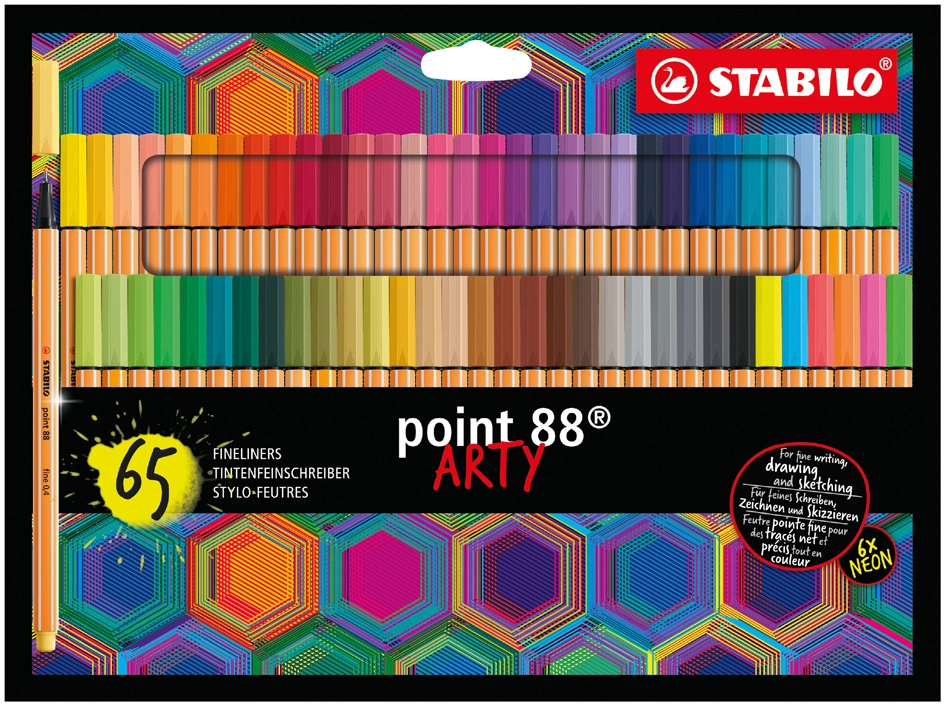 Een stabilo fineliner point 88 arty 65 stuks kartonnen etui koop je bij NiceSupplies.nl