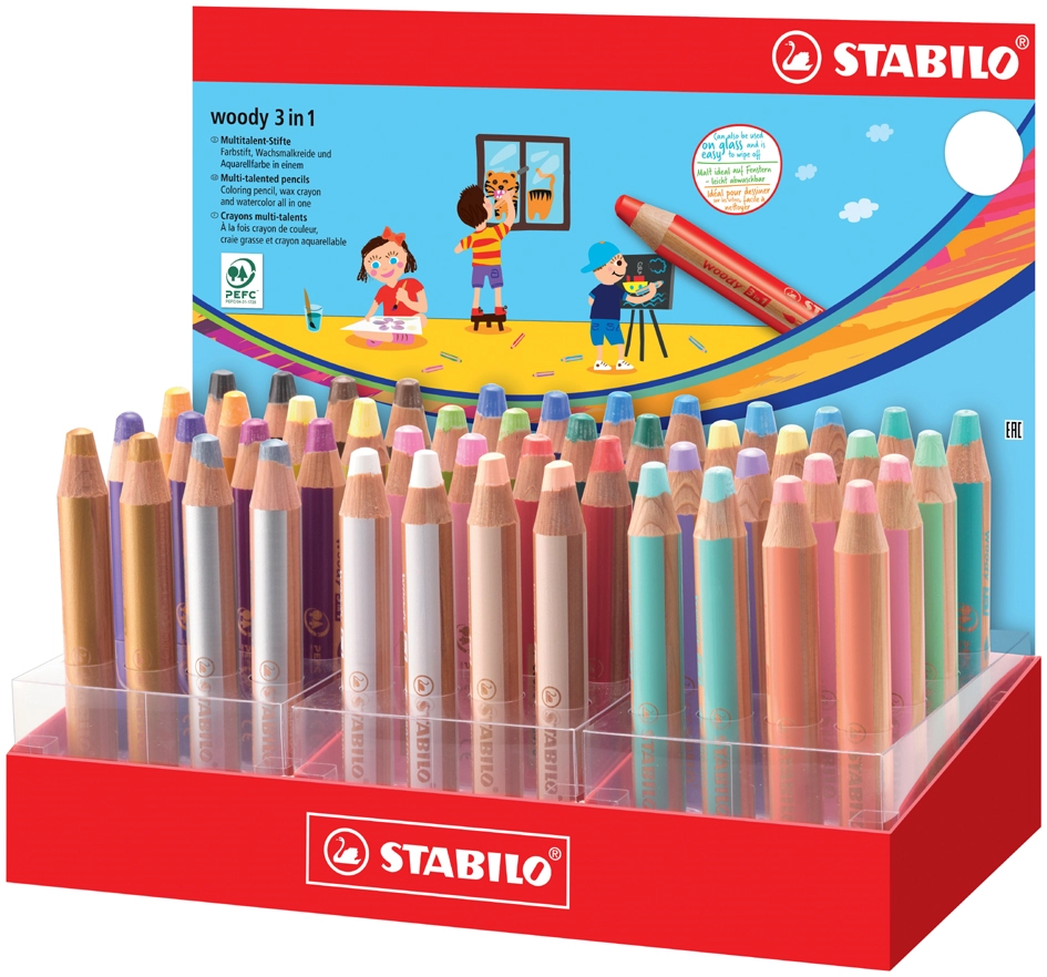 Een stabilo multitalentstift woody 3 in 1 48 stuks karton-display koop je bij NiceSupplies.nl