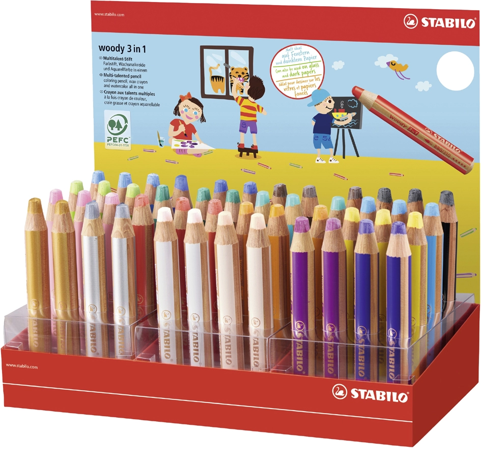 Een stabilo multitalentstift woody 3 in 1 48 stuks karton-display koop je bij NiceSupplies.nl