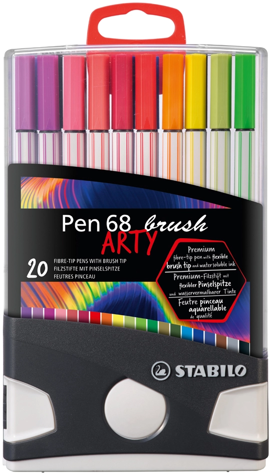 Een stabilo penseel-viltstift pen 68 brush arty 20 stuks colorparade koop je bij NiceSupplies.nl