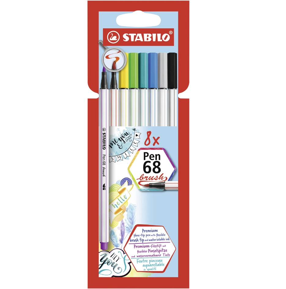 Een stabilo penseelstift pen 68 brush-24 stuks karton-etui koop je bij NiceSupplies.nl