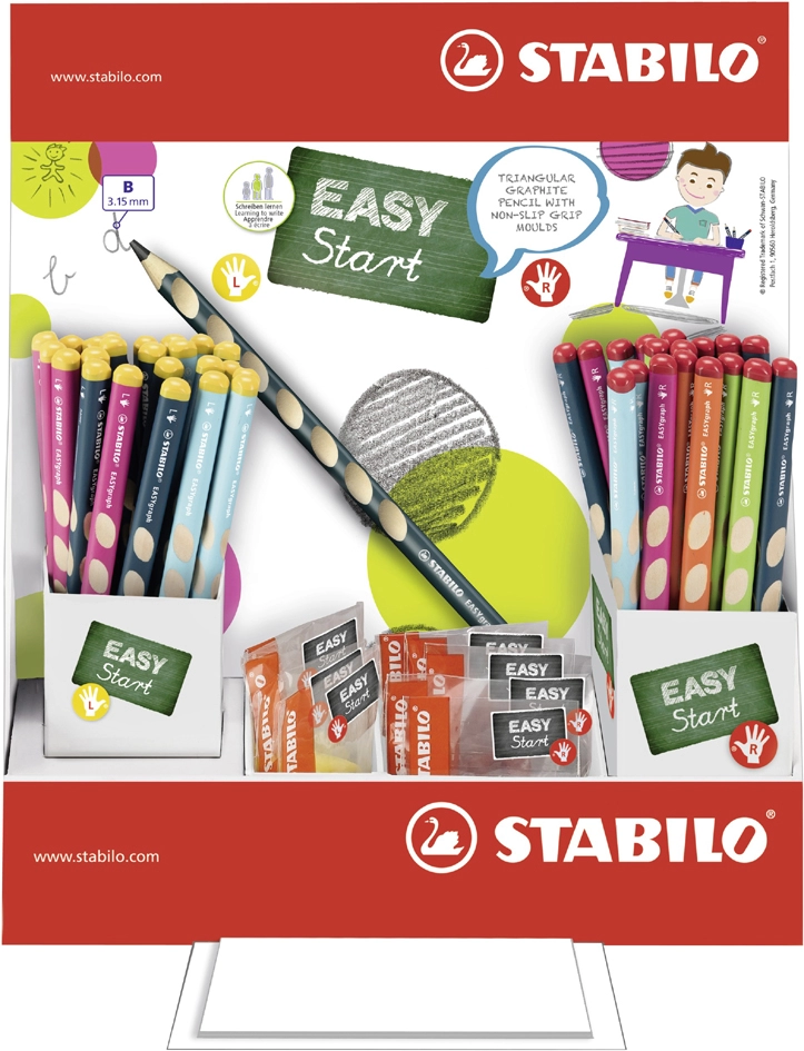 Een stabilo potlood easygraph 72 stiften en 12 puntenslijper display koop je bij NiceSupplies.nl