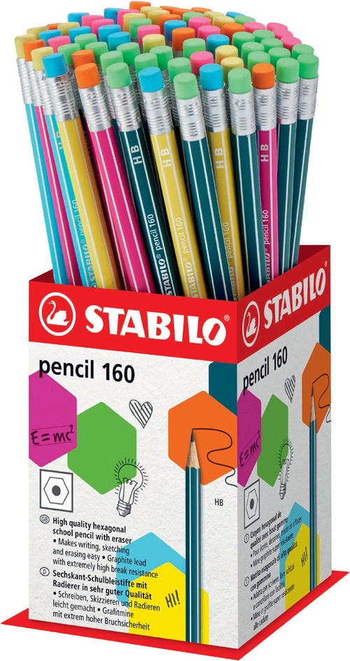 Een stabilo potlood pencil 160 met gum 72 stuks display koop je bij NiceSupplies.nl