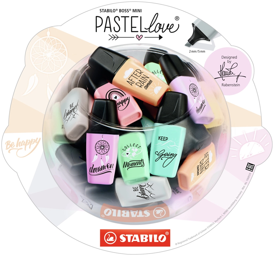 Een stabilo tekstmarker boss mini pastel ove 2.0 50 stuks display koop je bij NiceSupplies.nl