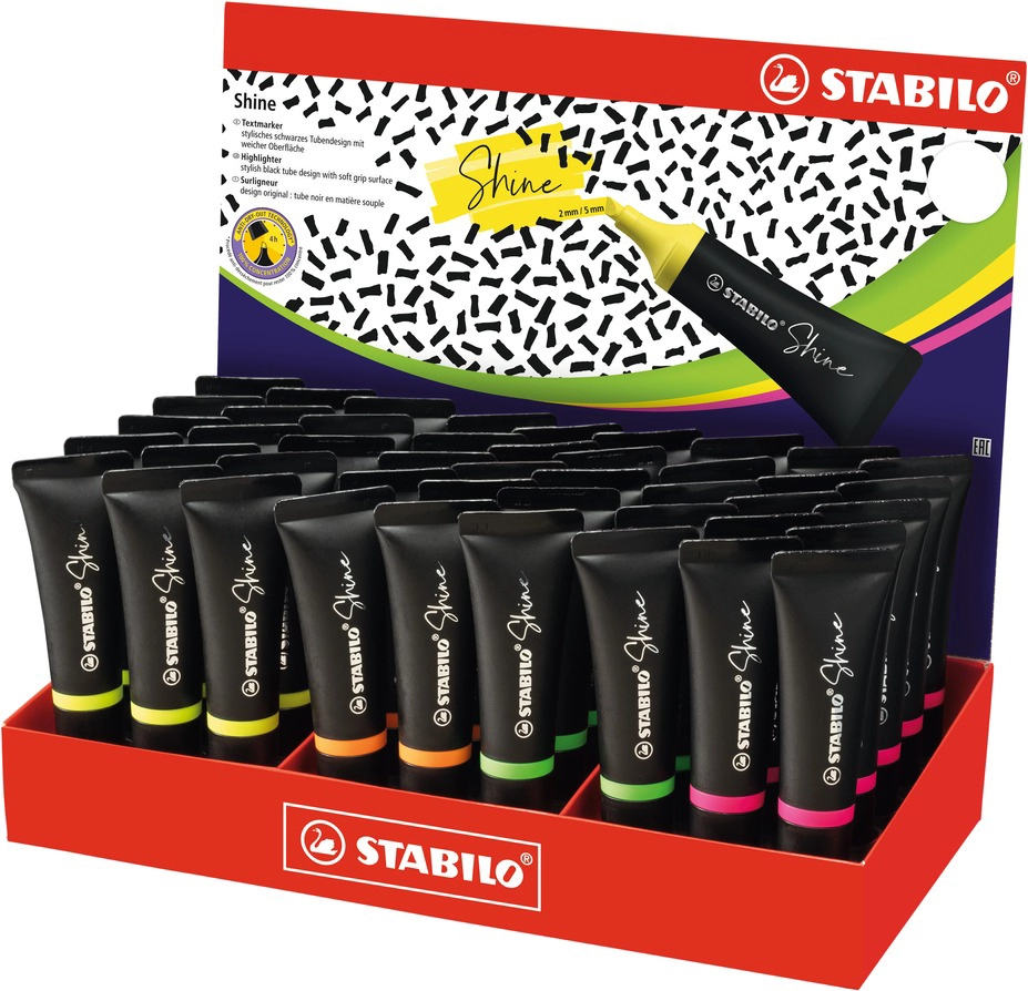 Een stabilo tekstmarker shine 45 stuks display koop je bij NiceSupplies.nl