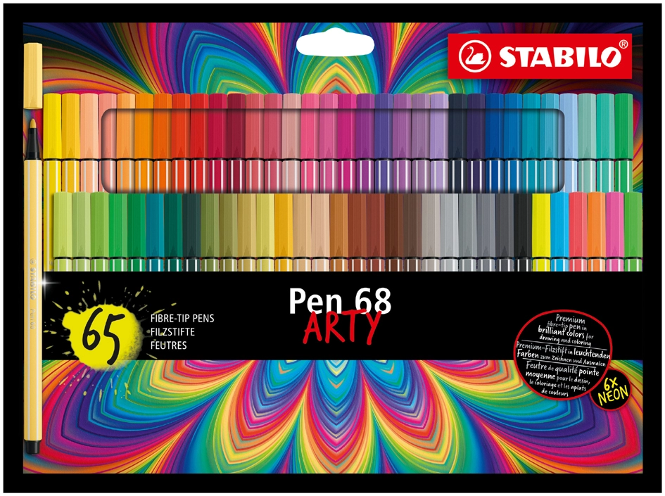 Een stabilo viltstift pen 68 65 stuks kartonnen etui arty koop je bij NiceSupplies.nl