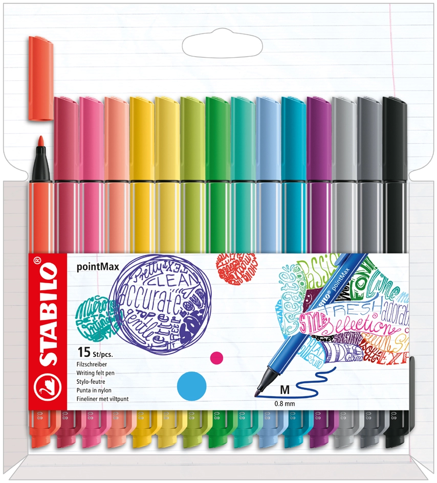 Een stabilo viltstift pointmax 8 stuks karton-etui pastel koop je bij NiceSupplies.nl