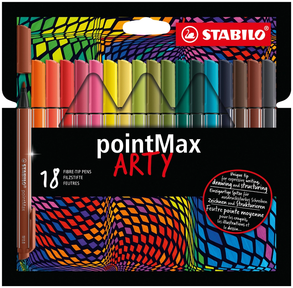 Een stabilo viltstift pointmax arty 18 stuks karton-etui koop je bij NiceSupplies.nl