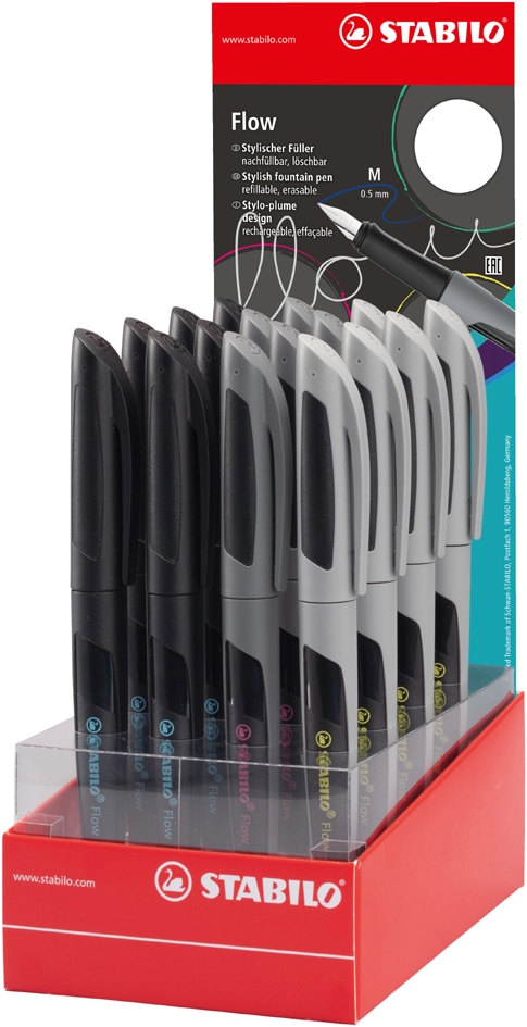 Een stabilo vulpen flow active 16 stuks displaydoos koop je bij NiceSupplies.nl