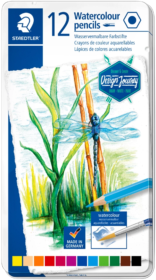 Een staedtler aquarelstift design journey 12 stuks metalen doos koop je bij NiceSupplies.nl