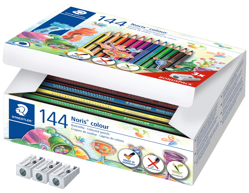 Een staedtler driehoekfarbstift noris colour 144 stuks karton-box koop je bij NiceSupplies.nl